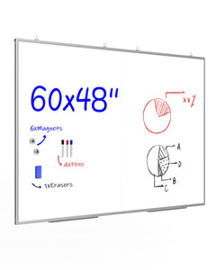 60"X 48" Large Magnetic Dry Erase Whiteboard, Wall Hanging Board with 4 Pens & 1 Dry Erasers & 6 Magnets, Sliver Aluminum Frame White Mifuro