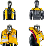 150N Unisex Automatic Life Jacket - Lightweight Inflatable Flotation Device with Reflective Patches, Whistle, Extra Tube - Suitable for Rowing, Boarding (Orange)