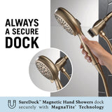 Delta 7-Setting Brushed Gold Handheld Shower Head with H2Okinetic Spray, Hand Held Shower Head with Hose, 1.75 GPM Flow Rate, Champagne Bronze 54810-CZ-PK