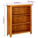 Zexlorith 3-Tier Bookcase - Solid Oak Wood Bookshelf 27.6x8.9x32.3 in