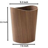 BISOZER Round Stackable Wastebasket, Natural Wood Garbage Recycling Bin for Bathrooms, Kitchens, Home Offices (Dark Wood)