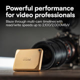X10 Pro 2TB Portable SSD, Up to 2,100MB/s Read, 2000MB/s Write, USB 3.2 USB-C, External Solid State Drive, Durable Storage, Gold