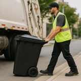 Getzi Black 95-Gallon Wheeled Rectangular Trash Can with Hinged Lid