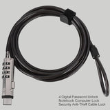Laptop Cable Locks Combination Cable Lock 4 Digital Password Security Anti Theft Lock PUSOKEI