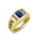 Oseew Men Class Ring Birthstone Customized High School Ring (Yellow Gold)