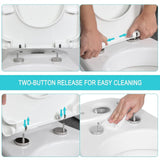 SADALAK D/U Shape Toilet Seat,Soft Close and Quick-Release for Easy Cleaning Toilet Seats Cover,Stable Hinge Design to prevent shifting -White Elongated Toilet Lid