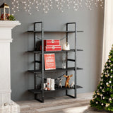 Modern Grey Wooden Bookshelf 100x30x140 cm - 4-Tier Room Divider & Storage Shelf for Living Room & Office - Stylish Space-Saving File Cabinet & Organizer