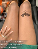 Actgan Semi Permanent Tattoos, 2 Sheets Realistic Gothic Sexy Lace Leg Band & Bat Temporary Tattoo Stickers for Women, Waterproof Non-Reflective, Lasts 1-2 Weeks, Retro Edgy Art for Summer Party