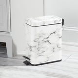 mDesign Small Modern 1.3 Gallon Rectangle Metal Lidded Step Trash Can, Compact Garbage Bin with Removable Liner Bucket and Handle for Bathroom