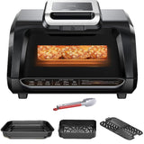 OMTech Electric Indoor Grill, 7-in-1 Air Fryer Combo, Non-Stick Removable Plates, 4Qt, 450F Max Temp, 1750W, Black