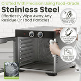 Household Food Dehydrators Machine with 8 Stainless Steel Trays Hold 10 lb Meats 24 H Digital Timer 194 °F Temperature Control Commercial Dryer for Jerky Meat Herb Fruit Vegetables Beef Black Knight