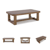 Signature Design by Ashley Cabalynn Modern Coffee Table with Solid Wood Frame, Light Brown