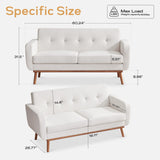 HUIMO 3 Piece Living Room Set, Sofa Set with Solid Wood Frame(White)