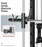 DONOW Smith Machine with Weight Stacks, Multi Function Home Gym System Training Power Cage Squat Rack Dual Cable Crossover Machine All in One