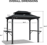 PURPLE LEAF Hardtop Grill Gazebo 6' x 8' Aluminum Frame Double Tier, Gray