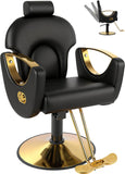 Reclining Barber Salon Chair for Hair Stylist, Professional Hair Stylist Chairs with Heavy Duty Hydraulic Pump, Multi-Function Hairdresser Braiding Styling Chairs Shampoo Chair for Spa Home Euipment