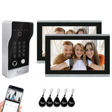 Video Door intercom Wired Video Doorbell Intercom System 1080P Doorbell Camera Night Vision, Human Detection,Remote Unlock(1 Doorbell+2 Monitor)