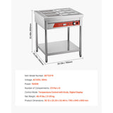 Happybuy 6-Pan Commercial Food Warmer, 1500W Electric Steam Table with Undershelf, Stainless Steel Buffet Server for Restaurants, Parties, and Hotels
