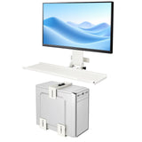 Monitor Wall Mount with Keyboard Tray and PC Wall Mount Set, Monitor and Keyboard Wall Mount Height Adjustable Fits 17"-32" Computer Screens, All in One PC Wall Mount with VESA Standard, White