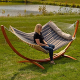 Sunnydaze Outdoor Hammock with Spreader Bar - 450-Pound Capacity Curved Spreader Bar Hammock - Mountainside