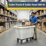 8 Cubic Foot 500 lb. Trash Cube Truck, White Commercial Laundry Cart