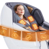 4D Massage Chair, Full Body Shiatsu Recliner with Electric Extendable Footrest, Zero Gravity, SL Track (Space White) MassaMAX