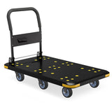Heavy-Duty Foldable Platform Cart with 6 Wheels & 2000LB Capacity - 360° Swivel & Fixed Casters, Collapsible Push Cart Dolly