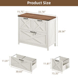 Halitaa Farmhouse Lateral File Cabinet with 3 Drawers, White and Brown
