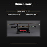 Painted Dragon & Waves Katana, 1045 Carbon Steel Full Tang Sword