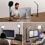LitONES 2Pcs Desktop Video Conference Lighting for Zoom Meeting, Computer, Laptop, Work from Home with Nature Soft Light, Adjustable Brightness & Color Temp and Flexible Stand & Versatile Phone Holder