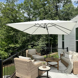 PURPLE LEAF 9.8' X 9.8' Left-right Tilting Patio Umbrella Outdoor Cantilever Swivel Square Umbrella Aluminum, White