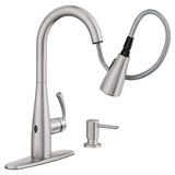 Moen Essie Spot Resist Stainless MotionSense Wave One-Handle Touchless Kitchen Faucet with Pulldown Sprayer and Soap Dispenser, 87014EWSRS