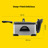 4.5 Liter Deep Fryer w/Basket Strainer, XL Jumbo Size, Adjustable Temperature & Timer, Perfect for Frying Chefman