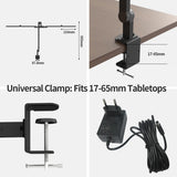 Lincrealy Led Desk Lamp with Clamp, 41" Architect Desk Lamp, 24W Ultra Bright Auto Dimming Computer Light, Eye-Caring Task Lamp for Home Office, Reading, Study, Dual Monitors, Workbench