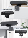 Desk Clamp Power Strip Built-In1 Retractable USB C Cables, USB Ports Black