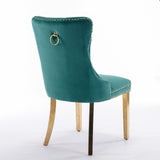 MOOLSUN Velvet Dining Chairs Set of 6, High Back Side Chairs, Modern Padded High-End Tufted Upholstered Chairs with Button-Tufted Back & Rear Pull Tabs, Gold Plated Leg E-Green(Gold Plated Leg)