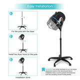 Professional 1000W Adjustable Hair Bonnet Dryer with Rolling Wheels Stand for Home Beauty Salon Equipment