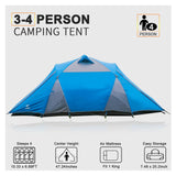 ARMOR CASTLE Camping Tent 3-4 Person, Waterproof Family Dome Tent with Removable Rainfly, Dual Two-Way Entry Doors & Mesh Windows, Portable Outdoor Tents for Camping