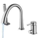 SUBEIXI Roman Tub Faucet with Hand Shower 3 Hole Deck Mount Tub Filler Bathtub Faucet with Sprayer High Flow Bathtub Faucet Set, Brush Nickel