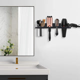seashpea Hair Tool Organizer Wall Mounted - Wooden Dryer Holder, Blow Dryer Holder for Bathroom, Rustic Styling Tools Organizer for Flat Iron, Curling Wand, Hair Straighteners, Brushes, Black