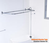 Pyhomestrim Clawfoot Tub Shower Kit,Add On Shower With Bathcock Diverter Faucet and 60" D Type Claw foot Tub Shower Curtain Rod Kit,D-Style Shower Rod and Clawfoot Tub Shower Faucet Set,Chrome Plated