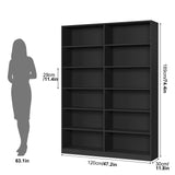Bookshelf and Bookcase, 6-Tier Double Wide Bookshelves, Freestanding Display Storage Shelves,
