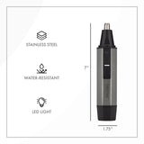 ToiletTree Products Water Resistant Heavy Duty Steel Nose Trimmer with LED Light and Travel Case