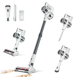 Comvtu Cordless Vacuums, 80,000PRM Powerful Motor Vacuum Cleaner and 2200mAH Rechargeable Battery up to 35 Mins Worktime, 2 Adjustable Modes, Detachable Parts, Wireless Stick Vacuum (Mist White)