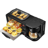 LGRFUXIN 3-in-1 Breakfast Station, Includes Coffee Maker, Non-Stick Griddle, and 4-Slice Toaster Oven, for Bread Egg Sandwich Bacon Sausages,Black