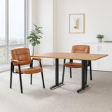Naomi Home Faux Leather Guest Reception Chair with Armrests - Caramel
