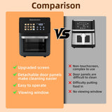 AboveMoon 10L Large Xl Pro Air Fryer Oven With Grill Combo For Kitchen Countertop Use,12 in 1 Smart Convection Ovens,AirFryer With Glass View Window,Nonstick Basket,Fryer Liners,Removable Door-Black