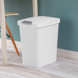 Sterilite 7.5 Gallon TouchTop Wastebasket with Lid that Opens with Touch, Conceals Trash in the Kitchen, Bathroom, Mudroom or Office, White, 12-Pack