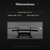 Engraved Samurai Katana, 1045 Clay Tempered Hand Forged Full Tang Sword