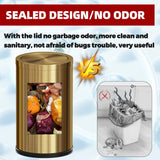 LEASYLIFE 18L/4.7GAL Gold Bathroom Trash Can with Lid,Brass Garbage Can with Flipping Lid,Brushed Stainless Steel for Bedroom,Living Room,Office,Guest Room (4.7gal-Gold)